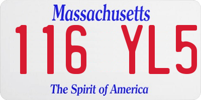 MA license plate 116YL5