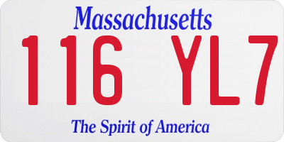 MA license plate 116YL7