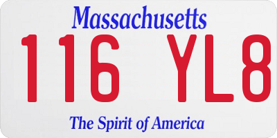 MA license plate 116YL8