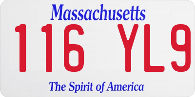 MA license plate 116YL9