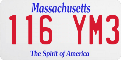 MA license plate 116YM3