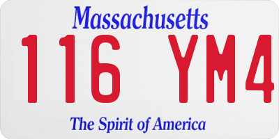 MA license plate 116YM4
