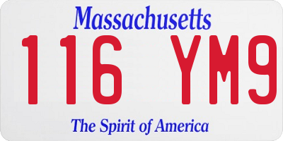 MA license plate 116YM9