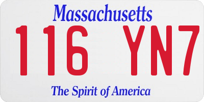 MA license plate 116YN7