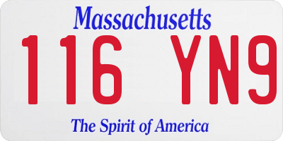 MA license plate 116YN9