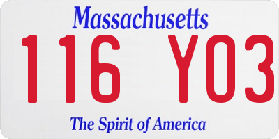 MA license plate 116YO3