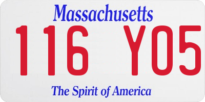 MA license plate 116YO5