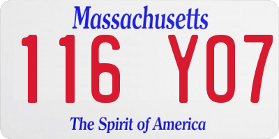 MA license plate 116YO7