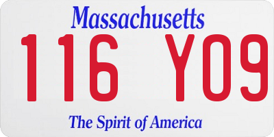 MA license plate 116YO9