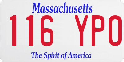MA license plate 116YP0