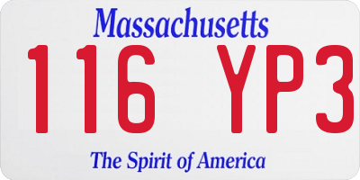 MA license plate 116YP3