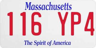 MA license plate 116YP4