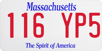 MA license plate 116YP5