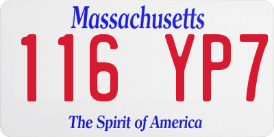 MA license plate 116YP7