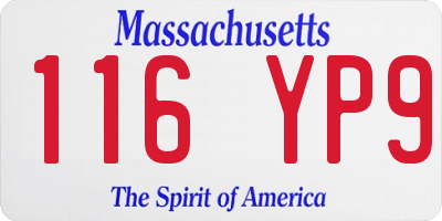 MA license plate 116YP9