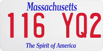 MA license plate 116YQ2