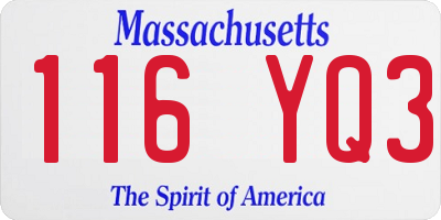 MA license plate 116YQ3