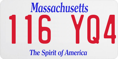 MA license plate 116YQ4