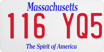 MA license plate 116YQ5