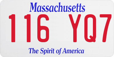 MA license plate 116YQ7