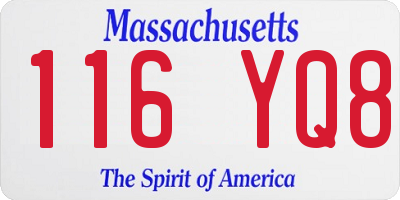 MA license plate 116YQ8