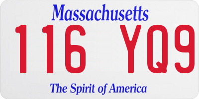 MA license plate 116YQ9