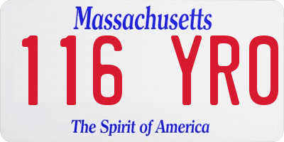 MA license plate 116YR0