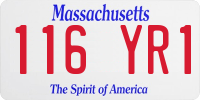 MA license plate 116YR1