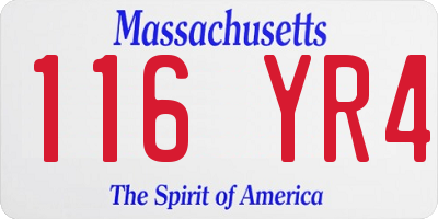 MA license plate 116YR4