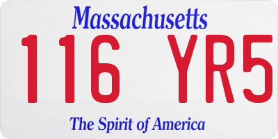 MA license plate 116YR5