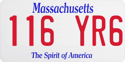 MA license plate 116YR6