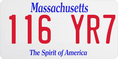 MA license plate 116YR7