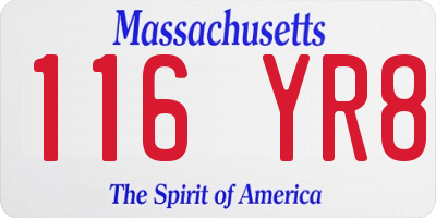 MA license plate 116YR8
