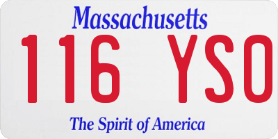 MA license plate 116YS0