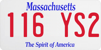 MA license plate 116YS2