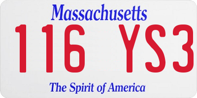 MA license plate 116YS3