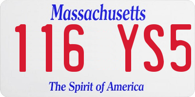 MA license plate 116YS5