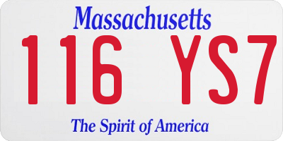 MA license plate 116YS7