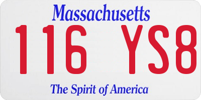 MA license plate 116YS8