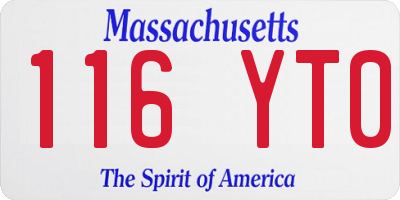 MA license plate 116YT0