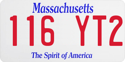 MA license plate 116YT2