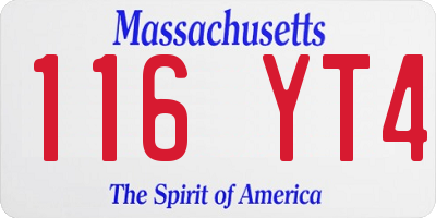 MA license plate 116YT4
