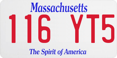 MA license plate 116YT5