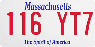 MA license plate 116YT7