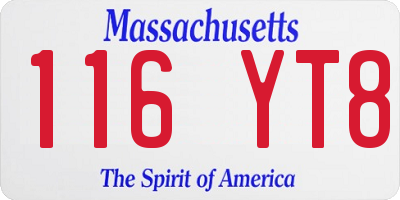 MA license plate 116YT8