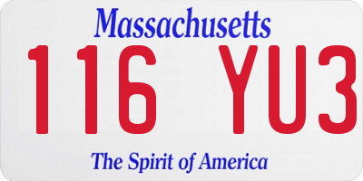MA license plate 116YU3
