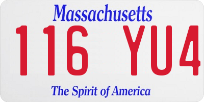 MA license plate 116YU4