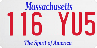 MA license plate 116YU5