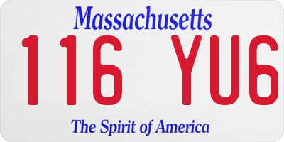 MA license plate 116YU6