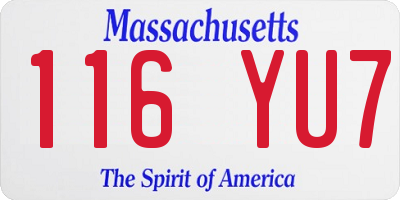 MA license plate 116YU7